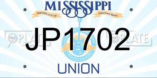 JP1702 Mississippi License Plate
