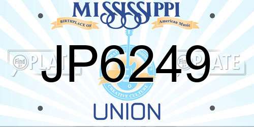 JP6249 Mississippi License Plate