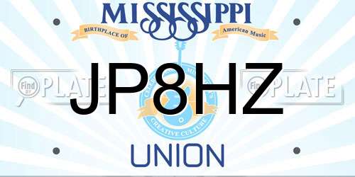 JP8HZ Mississippi License Plate