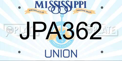 JPA362 Mississippi License Plate