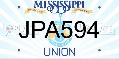 JPA594 Mississippi License Plate