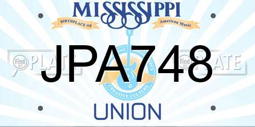 JPA748 Mississippi License Plate