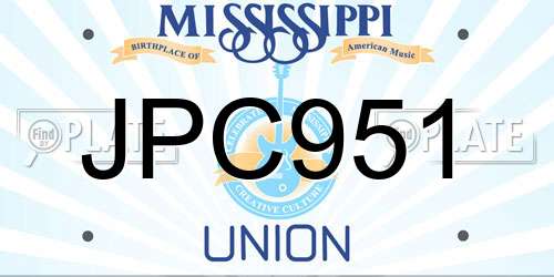 JPC951 Mississippi License Plate