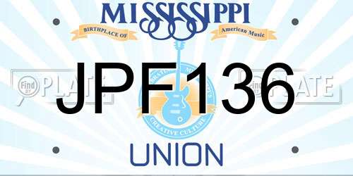 JPF136 Mississippi License Plate