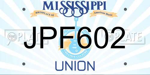 JPF602 Mississippi License Plate