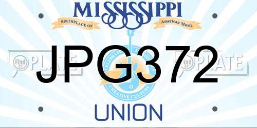JPG372 Mississippi License Plate