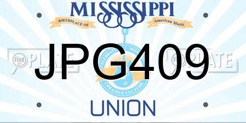 JPG409 Mississippi License Plate