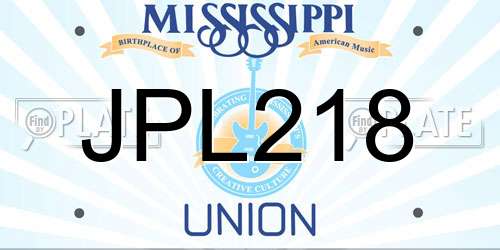 JPL218 Mississippi License Plate
