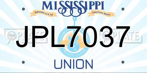 JPL7037 Mississippi License Plate