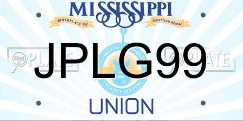 JPLG99 Mississippi License Plate