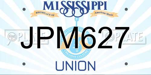 JPM627 Mississippi License Plate