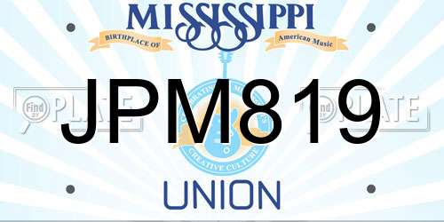 JPM819 Mississippi License Plate