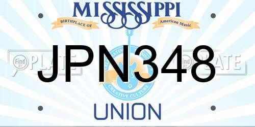 JPN348 Mississippi License Plate