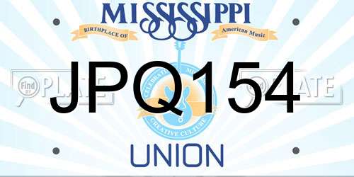 JPQ154 Mississippi License Plate