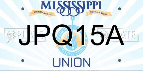 JPQ15A Mississippi License Plate