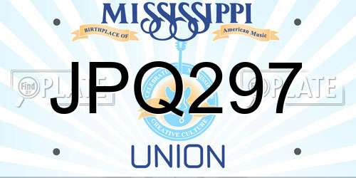 JPQ297 Mississippi License Plate