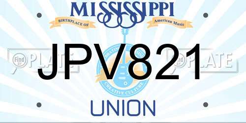 JPV821 Mississippi License Plate
