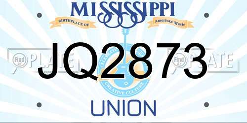 JQ2873 Mississippi License Plate