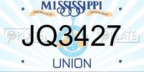 JQ3427 Mississippi License Plate