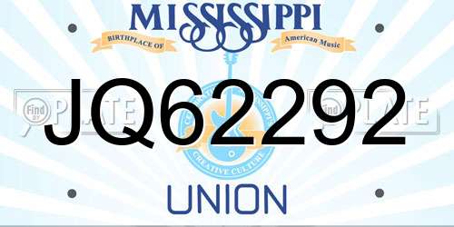 JQ62292 Mississippi License Plate