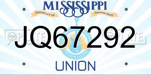 JQ67292 Mississippi License Plate