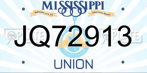 JQ72913 Mississippi License Plate