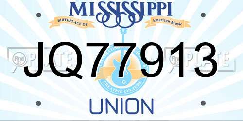 JQ77913 Mississippi License Plate