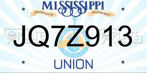 JQ7Z913 Mississippi License Plate