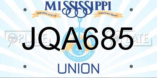JQA685 Mississippi License Plate