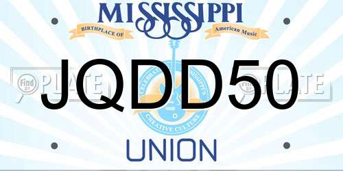 JQDD50 Mississippi License Plate