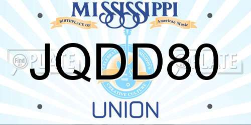 JQDD80 Mississippi License Plate