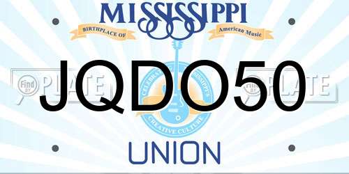 JQDO50 Mississippi License Plate