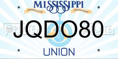 JQDO80 Mississippi License Plate