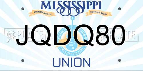 JQDQ80 Mississippi License Plate
