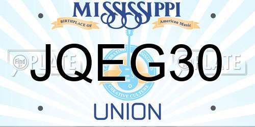 JQEG30 Mississippi License Plate