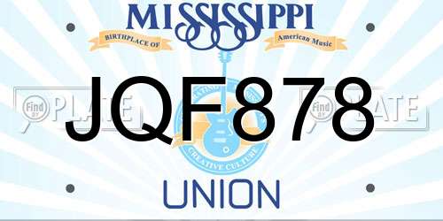 JQF878 Mississippi License Plate