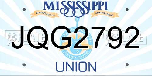 JQG2792 Mississippi License Plate