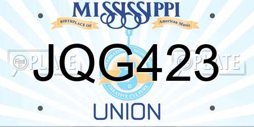 JQG423 Mississippi License Plate