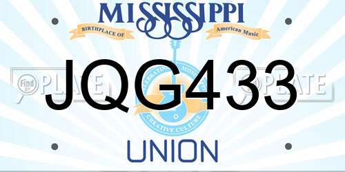 JQG433 Mississippi License Plate