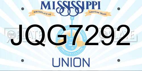 JQG7292 Mississippi License Plate
