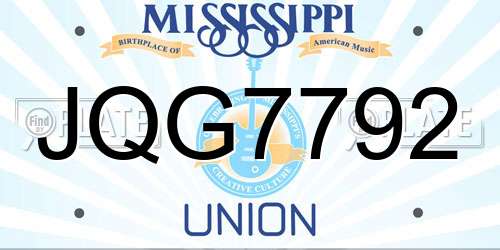 JQG7792 Mississippi License Plate