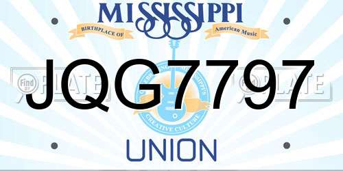 JQG7797 Mississippi License Plate