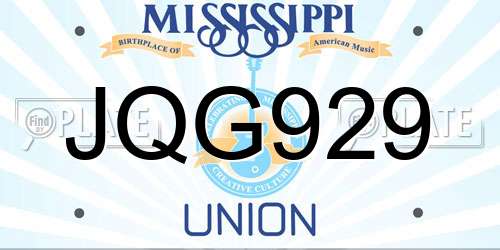 JQG929 Mississippi License Plate