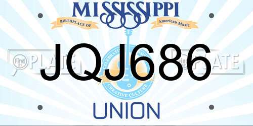 JQJ686 Mississippi License Plate