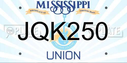JQK250 Mississippi License Plate