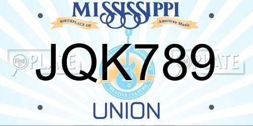 JQK789 Mississippi License Plate