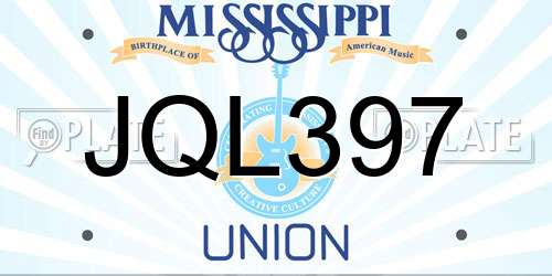JQL397 Mississippi License Plate