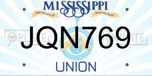 JQN769 Mississippi License Plate