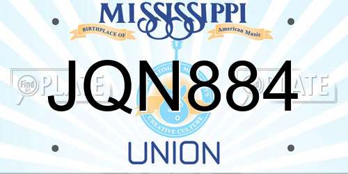 JQN884 Mississippi License Plate