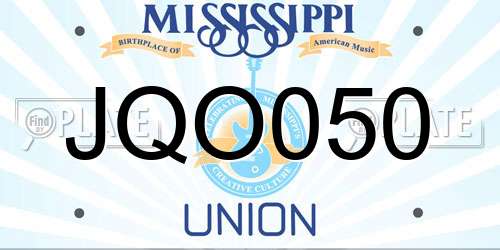 JQO050 Mississippi License Plate